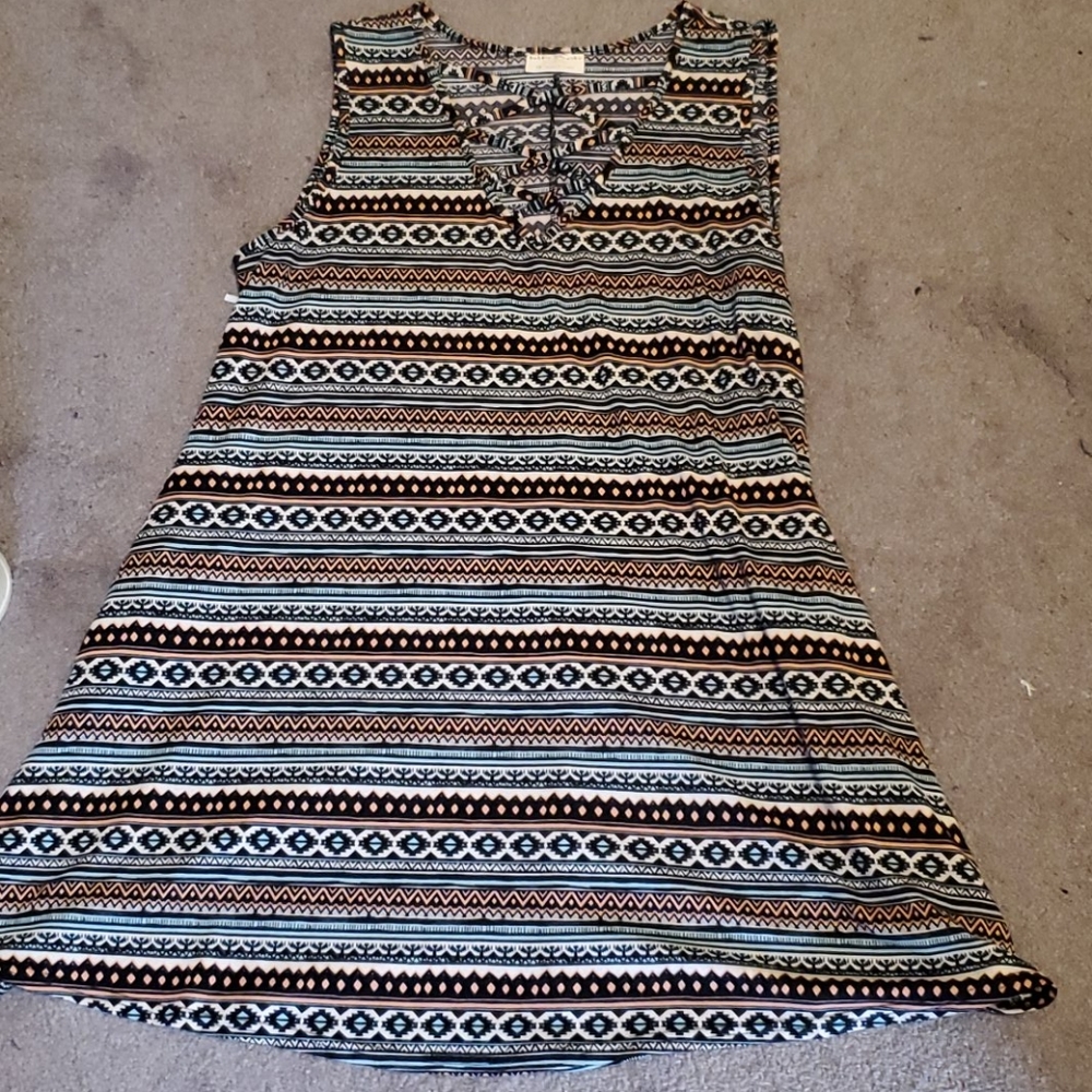 Criss cross front printed tank dress